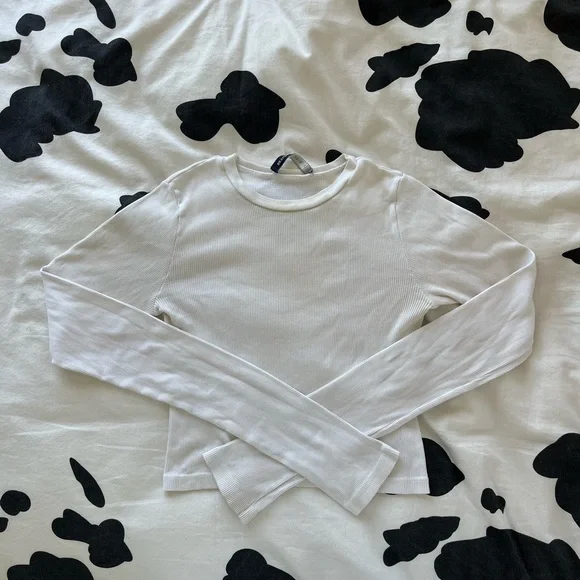 Brandy White Ribbed Long Sleeve - Picture 1 of 3